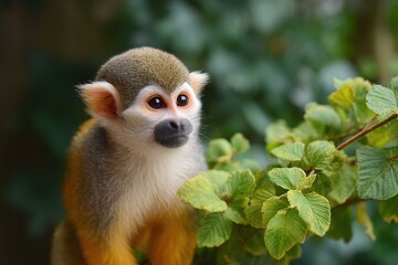 Fototapeta premium Close-up of a Squirrel Monkey in its Natural Habitat