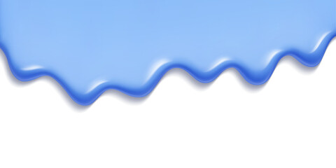 Blue ice cream melt with flowing edges - shiny liquid drip on transparent layer. Smooth frozen dessert texture for summer graphics, candy illustrations or sweet food packaging designs.