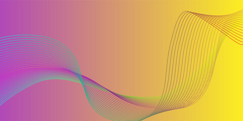 Colorful Abstract Lines with Gradient Background and Flowing Wave Design