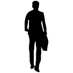 Obraz premium Silhouette of a Business Person Black Vector Outline for Graphic Design, Icons, Pictograms Minimalist Male Figure Illustration for Web, UI, Branding, Print, and Marketing Use