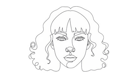 Isolated Abstract Line Art Face