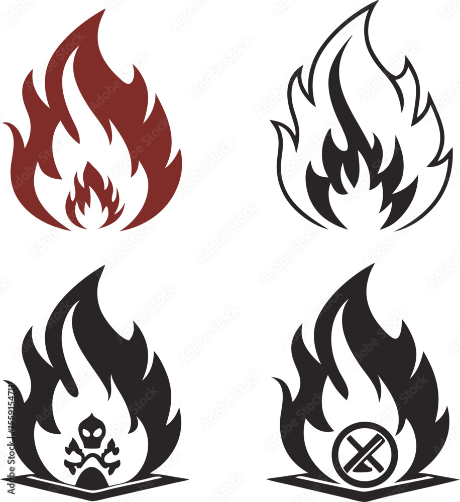 Fototapete dynamic and bold abstract fire flames rendered in a sharp angular graphic style with vibrant color v