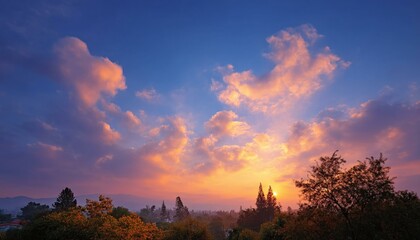 Obraz premium Majestic Sunrise Sky with Colorful Cloudscape