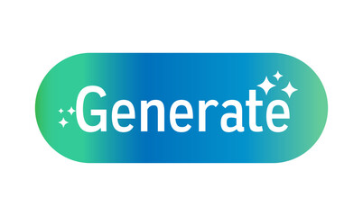 AI generate button with green-blue gradient, modern UI design for digital interfaces, futuristic tech web element,artificial intelligence and machine learning technology concept