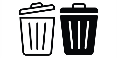 trash icon set vector silhouette on white backgorund.