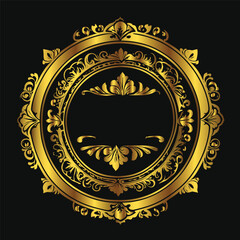 Luxury decorative vintage retro ornamental baroque shield logo icon