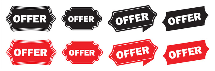 offer icon set vector silhouette on white background.