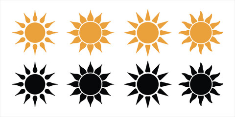 sun icon set vector silhouette on white background.