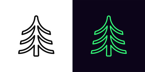 Outline fir tree icon, with editable stroke. Pine tree icon, coniferous forest. Christmas tree, evergreen wood, pine woodland, spruce forest, winter decoration. Vector icon