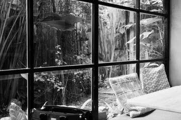 old broken window