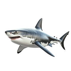 Fototapeta premium Great white shark swimming in dark water powerful predator ocean wildlife