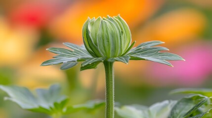 Obraz premium Vibrant Green Flower Bud Close Up Macro Photography