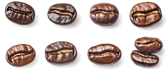Roasted Coffee Beans Closeup Isolated on White Background