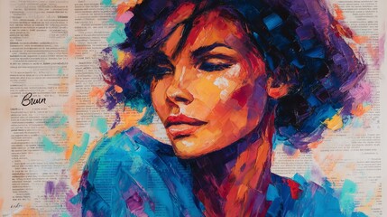 Colorful Portrait of a Woman on Textured Background