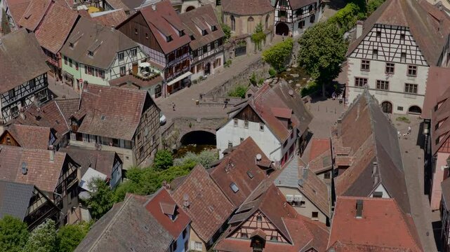 Aerial view of the village of Kaysersberg in Alsace France