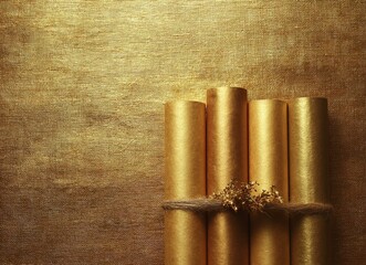 Golden Scrolls on Gold Background