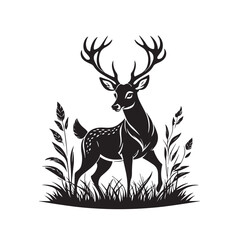 Deer in forest icon isolated on white background