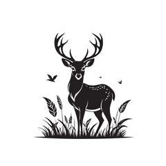 Deer in forest icon isolated on white background