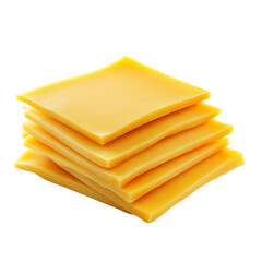 A stack of yellow cheese slices on a black background