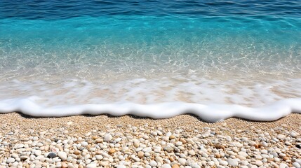 Ocean Waves Crashing on Pebble Beach Summer