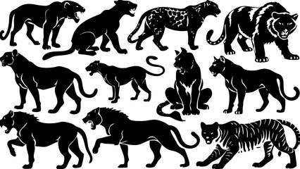 Vector Silhouette Animal Sets – Minimal Black Silhouettes on White Background