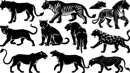 Vector Silhouette Animal Sets – Minimal Black Silhouettes on White Background