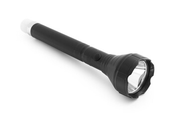 One flashlight on white background. Police equipment