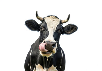 Naklejka premium A black and white cow is the central subject of the image