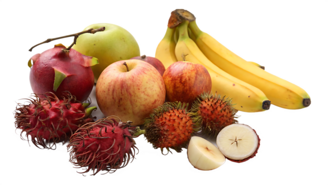 Culinary exploration try both staple and exotic isolated on a white background PNG. AI GENERATED