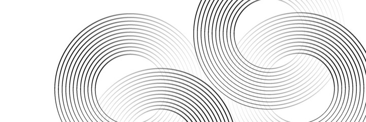 Obraz premium Abstract gold circle lines on dark background. Geometric stripe line art design. Vector illustration, eps10.