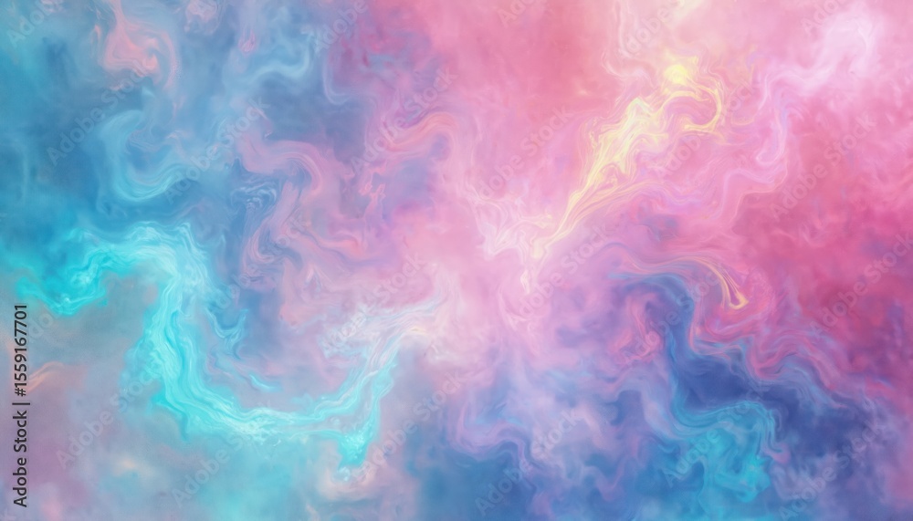 Aufkleber Abstract background with neon holographic stains. Trendy psychedelic Vaporwave style with retro tie-dye effect of 70s. Bright vibrant multi-colored pattern. Digital art texture perfect for web design.