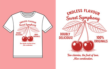 Endless flavour sweet symphony cherries t shirt design vector illustration