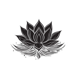 Minimalist water lily or lotus logo icon