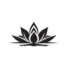 Minimalist water lily or lotus logo icon