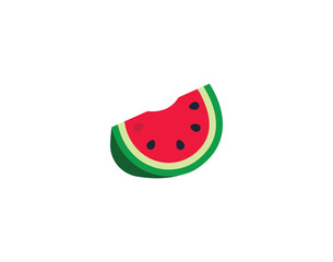 Watermelon vector emoticon. Watermelon emoji illustration. Color watermelon icon