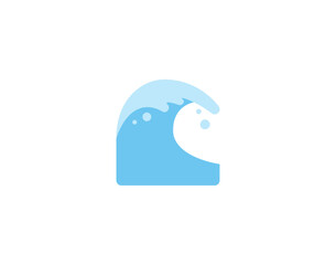 Sea wave vector emoticon. Wave emoji illustration. Color wave icon