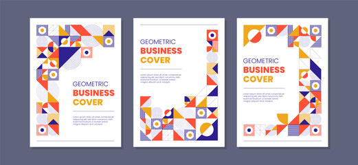 Set of abstract geometric shapes composition templates. Universal trendy cover designs for Annual Report, Brochures, Flyers, Presentations, Leaflet, Magazine.