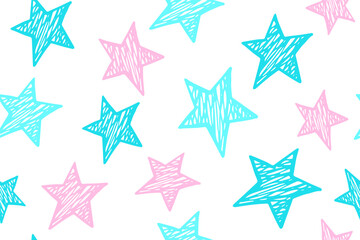 Scribble stars grunge vector seamless pattern Cosmos background