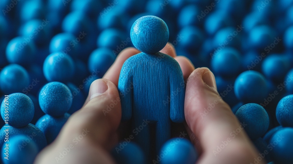 Fototapete colorful blue figures represent individuality and community, emphasizing the importance of connectio