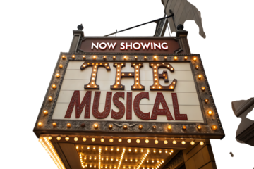 The musical theater sign now showing broadway show