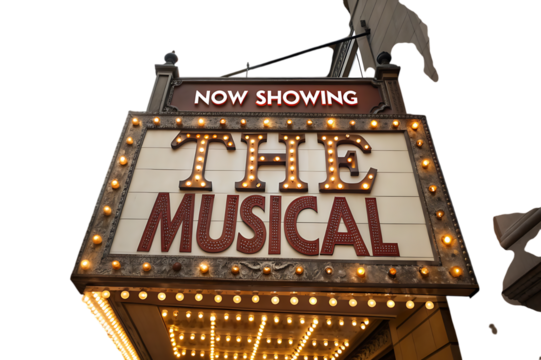 The musical theater sign now showing broadway show