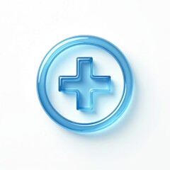 Obraz premium Blue medical cross icon inside circle isolated on white background. Healthcare sign illustration. Symbol of medicine, pharmacy, first aid, emergency help. 3D rendering for website, app.