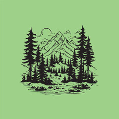 Naklejka premium Minimalist Forest Icon