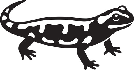 Spotted salamander black and white nature design, Wildlife reptile illustration clean lines