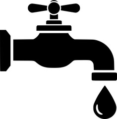 Water tap icon. Water tap with drop of water. tap with water drop. faucet with water drop
