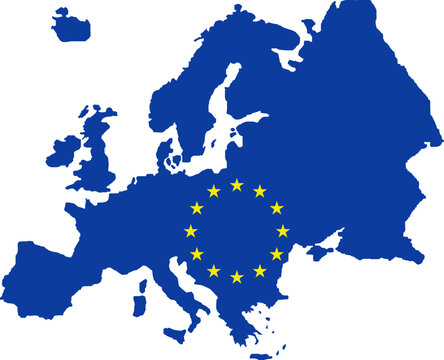 Map with flag of Europe