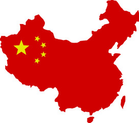 Map with flag of China