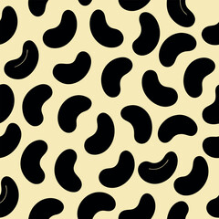 Abstract Vector Cashew Nut Seamless Pattern:  Bold Black and Beige