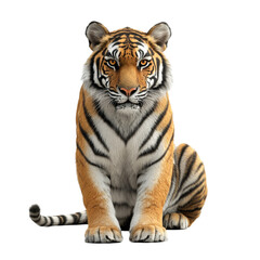 Majestic tiger sitting isolated on black background a powerful predator in its natural environment
