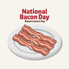 Celebrate national bacon day with delicious crispy bacon strips on a plate for bacon lovers day